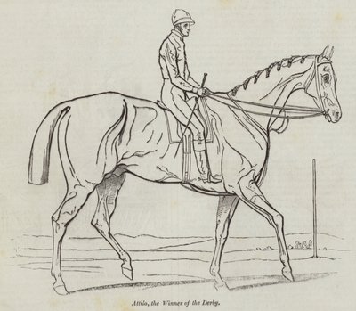Attila, de Winnaar van de Derby (gravure) door English School