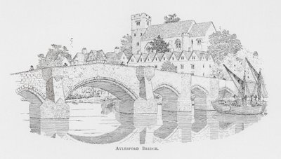 Aylesford Bridge (litho) door English School