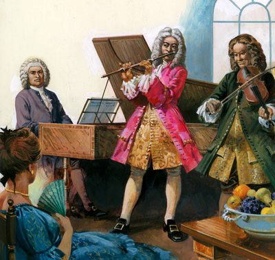 Bach speelt muziek met leden van zijn eigen familie door English School