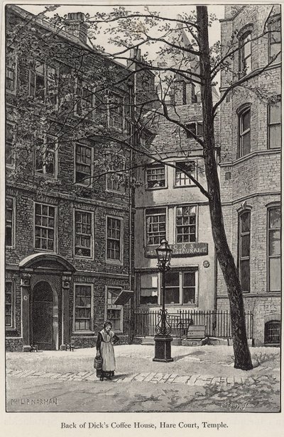 Achterkant van Dicks Coffee House, Hare Court, Temple door English School