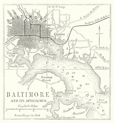 Baltimore en zijn omgeving (gravure) door English School