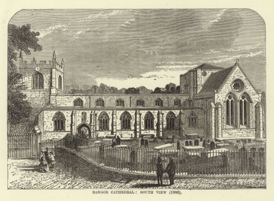 Bangor-kathedraal, zuidelijk uitzicht (1886) door English School