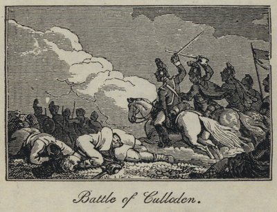 Slag bij Culloden (gravure) door English School