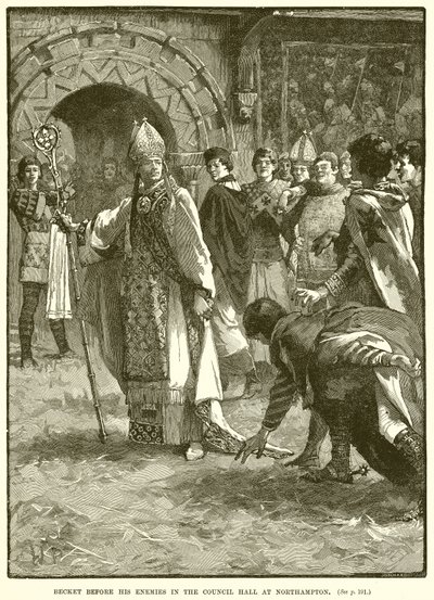 Becket voor zijn vijanden in de raadszaal in Northampton door English School