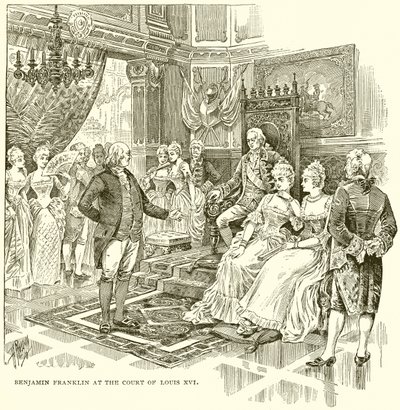 Benjamin Franklin aan het hof van Lodewijk XVI door English School