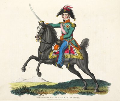 Bernadotte, Kroonprins van Zweden, illustratie uit An Historical Account of the Battle of Waterloo door William Mudford, 1816 door English School