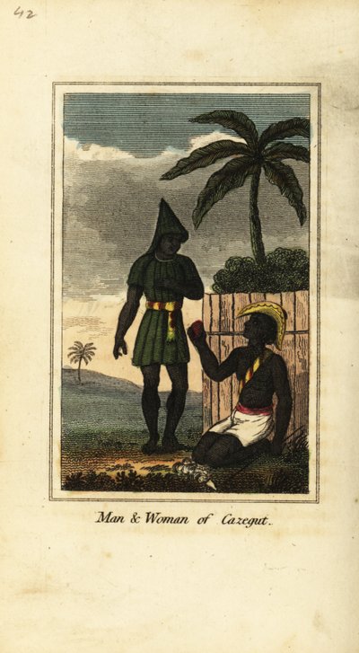 Bijogos man en vrouw van Cazegut (Bissagos-eilanden, Guinee-Bissau, West-Afrika) door English School