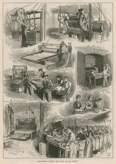 Biscuitproductie bij de fabriek van Peak, Frean en Co. door English School