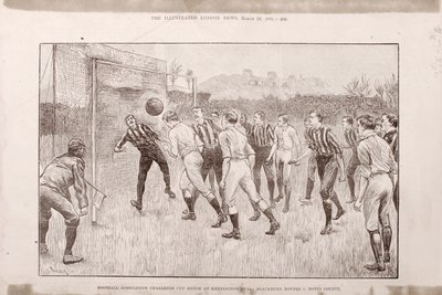 Blackburn Rovers vs. Nottingham County op de Kennington Oval, uit The Illustrated Sporting and Dramatic News, 23 maart 1891 door English School
