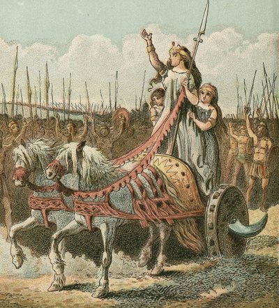 Boadicea en haar leger door English School