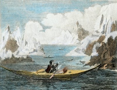 Boot van een Groenlandse man, ca. 1779 (gravure) door English School