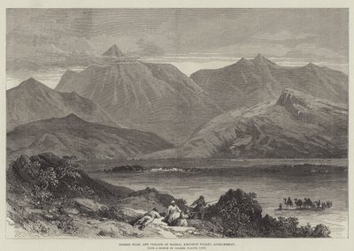Bodeen Peak en het dorp Madzai, Khoorum-vallei, Afghanistan (gravure) door English School