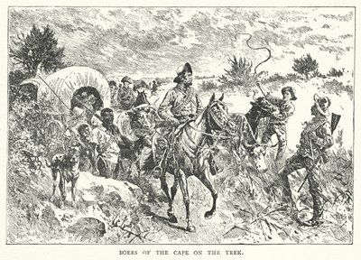 Boeren van de Kaap op de Trek (gravure) door English School