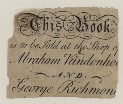 Boekverkopers, Abraham Vandenhoeck en George Richmond, handelskaart door English School