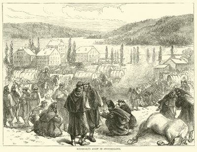 Leger van Bourbaki in Zwitserland, februari 1871 door English School
