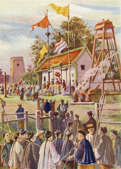 Boksers melden zich aan bij een militaire post, China door English School