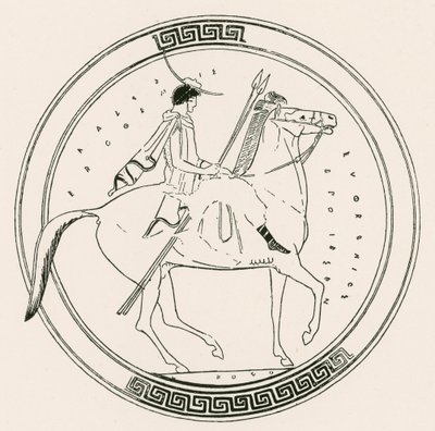 Jongen te paard (gravure) door English School