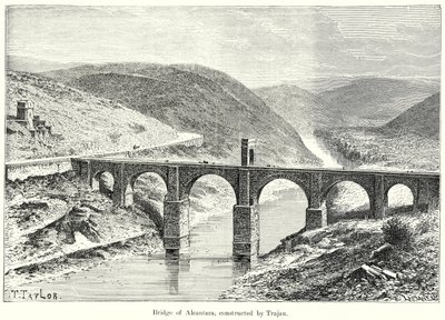 Brug van Alcantara, gebouwd door Trajanus (gravure) door English School