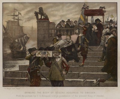 Het lichaam van Gustav Adolphus naar Zweden brengen, 1632 door English School