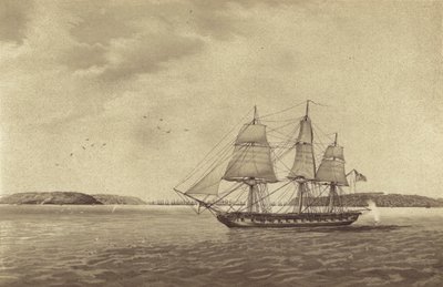Britse fregat HMS Fisgard, onder bevel van kapitein Thomas Byam Martin, verkenning bij Brest, Frankrijk door English School
