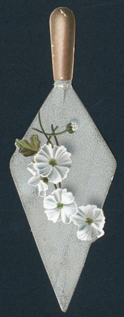 Bouwers troffel en bloemen, kerstkaart door English School