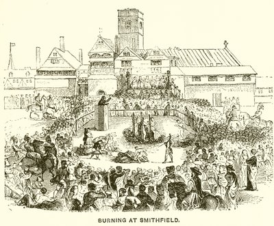 Brandstapel in Smithfield door English School