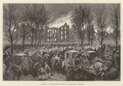 Brand van het krankzinnigengesticht in Montreal, Canada door English School