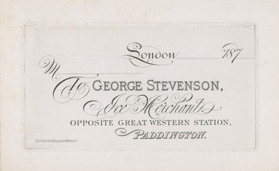 Visitekaartje voor George Stevenson door English School