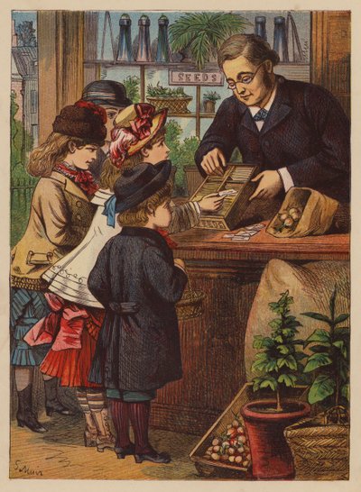 De zaden kopen (kleurenlitho) door English School