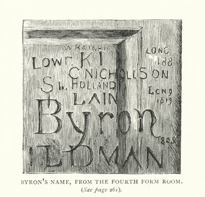 Byrons naam, van de vierde klas (gravure) door English School