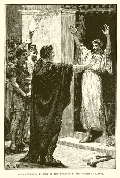 Caesar neemt de schat in de tempel van Saturnus in bezit door English School