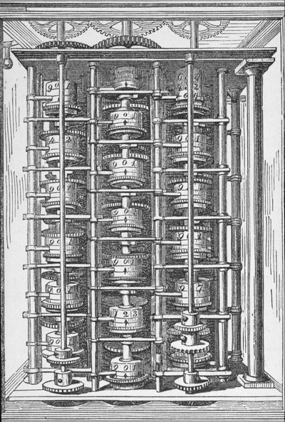 Rekenmachine bekend als The Difference Engine uit Cyclopaedia of Useful Arts & Manufactures, bewerkt door Charles Tomlinson, ca. 1880s door English School