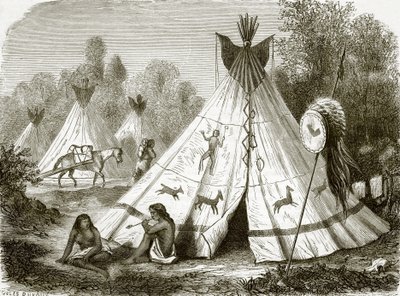 Kamp van Comanche Indianen door English School