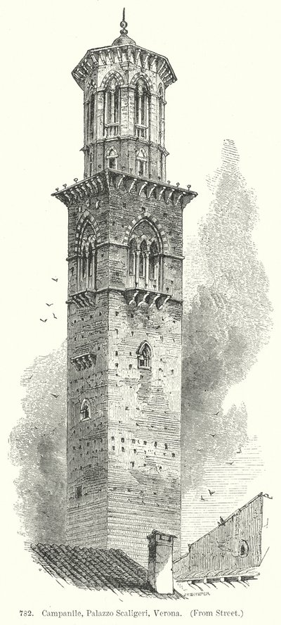 Campanile, Palazzo Scaligeri, Verona (gravure) door English School