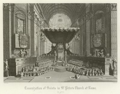 Heiligverklaring van heiligen in de Sint-Pieterskerk, Rome, 1712 door English School