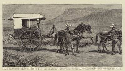 Kaartwagen naar huis gestuurd door de jonge prinsen Albert Victor en George als cadeau voor de prinses van Wales door English School