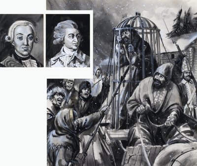 Gevangene en een boze menigte door English School