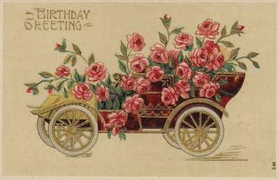 Auto versierd met bloemen door English School