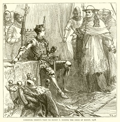 Bezoek van kardinaal Ursinis aan Hendrik V tijdens het beleg van Rouen, 1418 door English School