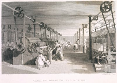 Kaarden, Tekeningen en Roving Textiel (gravure) door English School