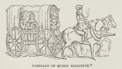 Koets van Koningin Elizabeth (gravure) door English School