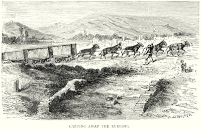 Het vuilnis wegslepen (gravure) door English School