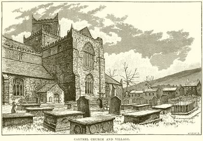 Cartmel Kerk en Dorp door English School