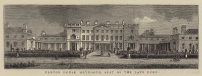 Carton House, Maynooth, zetel van de overleden hertog (gravure) door English School
