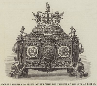 Kistje aangeboden aan Prins Arthur met de Vrijheid van de Stad Londen door English School