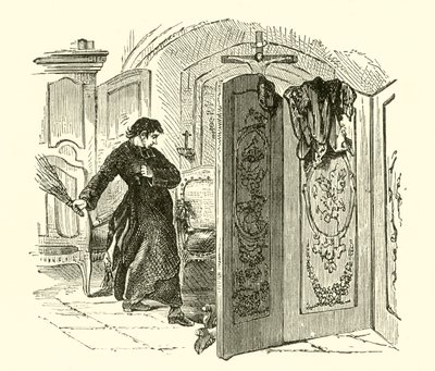 Kastijding van een boeteling (gravure) door English School