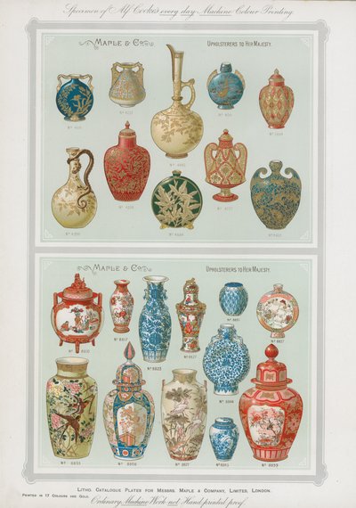 Catalogusplaten voor Messrs Maple & Co Ltd, Londen door English School