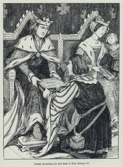 Caxton presenteert zijn eerste boek aan koning Edward IV door English School