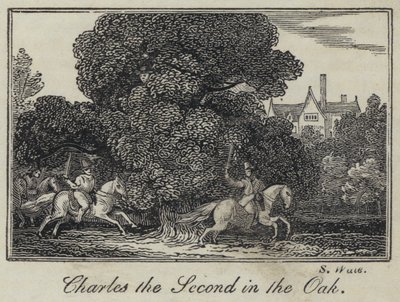 Karel de Tweede in de Eik (gravure) door English School