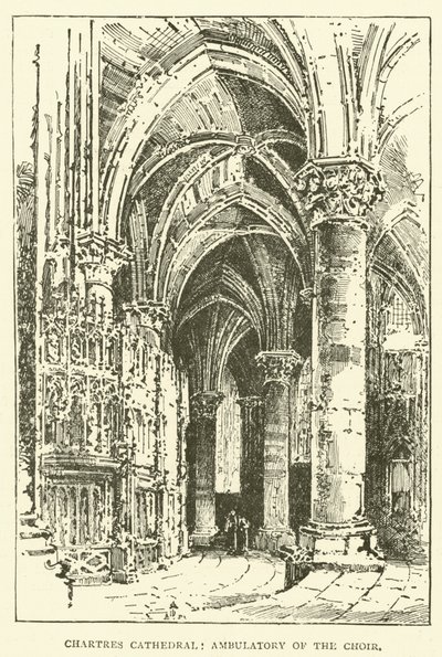 Kathedraal van Chartres, kooromgang (gravure) door English School